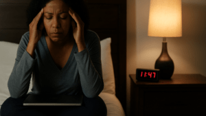 stressed professional women at night