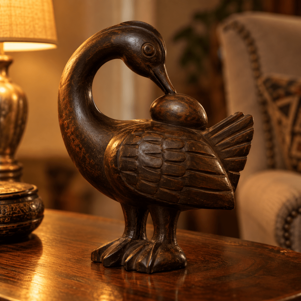 wooden sankofa bird